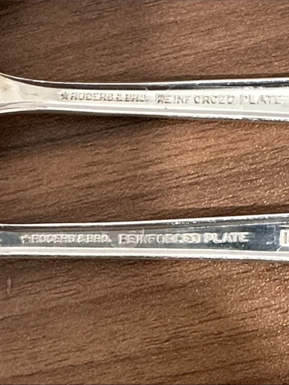 Rogers & Bro, reinforced plate,Floral-Handled Silver Flatware Set of 5